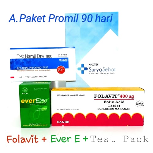 Paket Promil A 90 hari Best Seller! Program Hamil (3 bulan) Folavit Ever E Tes Pack Apotek Surya Sehat