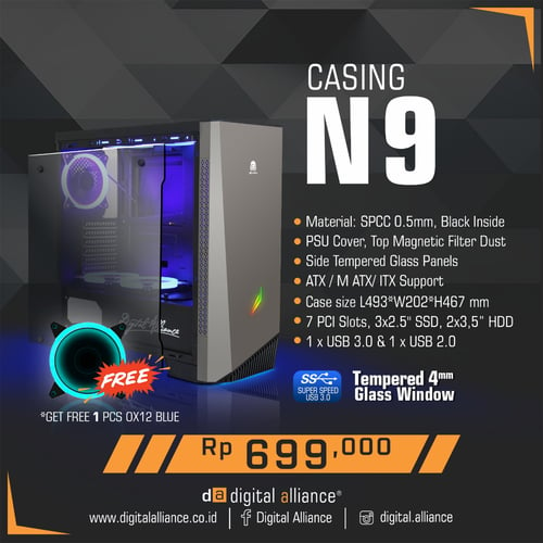 DIGITAL ALLIANCE Gaming Middle Tower N9 Casing Comp Black