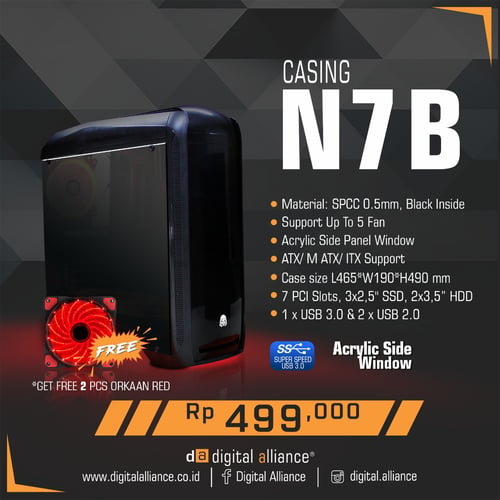 DIGITAL ALLIANCE Gaming Chassis N7B Casing Komputer Black