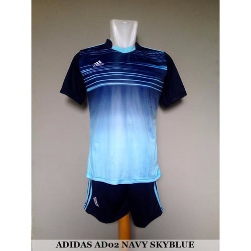 TERMURAH Adidas AD02 Navy Skyblue - Baju Kaos Celana Olahraga Jersey Bola Setelan Futsal