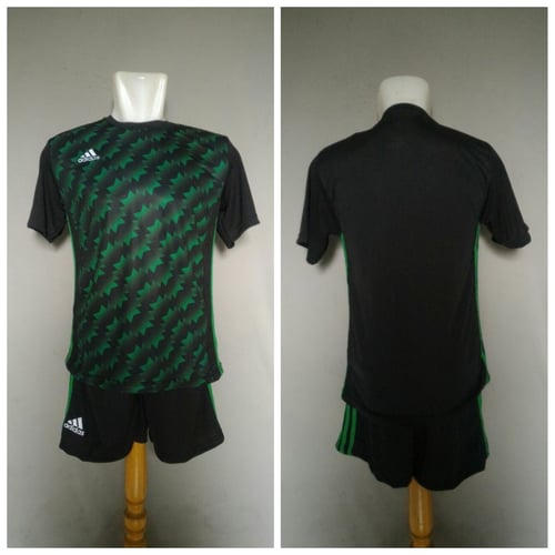 TERMURAH Adidas AD28 Black Green - Baju Kaos Celana Olahraga Bola Setelan Kaos Jersey Futsal