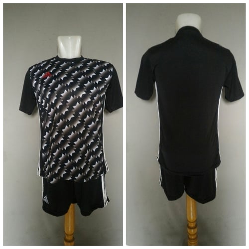 TERMURAH Adidas AD28 Black White - Baju Kaos Celana Olahraga Bola Setelan Kaos Jersey Futsal
