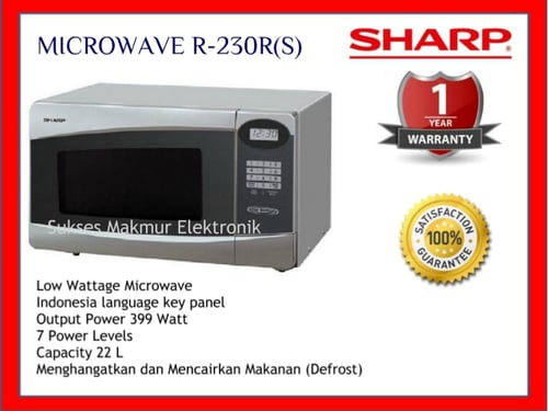 Sharp Microwave R-230R(S), Low Wattage 399 Watt, 22 Lt Compact Touch Control