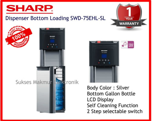 Sharp Water Dispenser SWD-75EHL-SL - Silver Bottom Loading, LCD Display