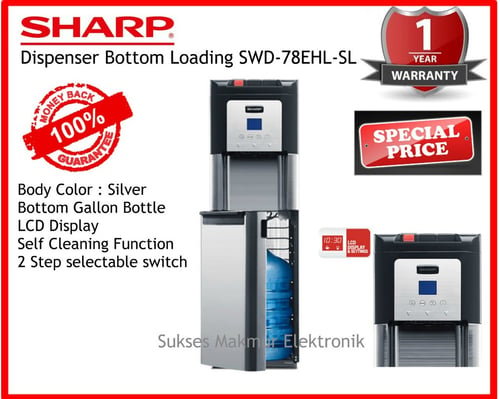 Sharp Dispenser SWD-78EHL-SL - Silver Bottom Loading, LCD Display