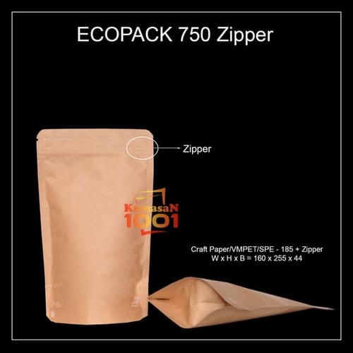 Standing Pouch Paper Metalized 750 + Zipper