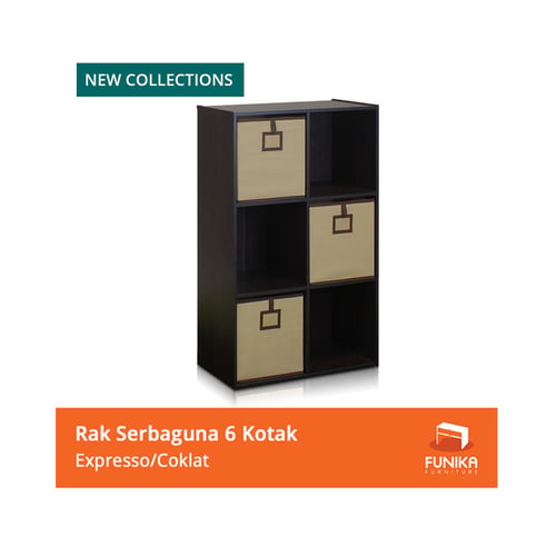 FUNIKA Rak 6 Box Storage 13093 EX DBR Expresso Coklat Tua
