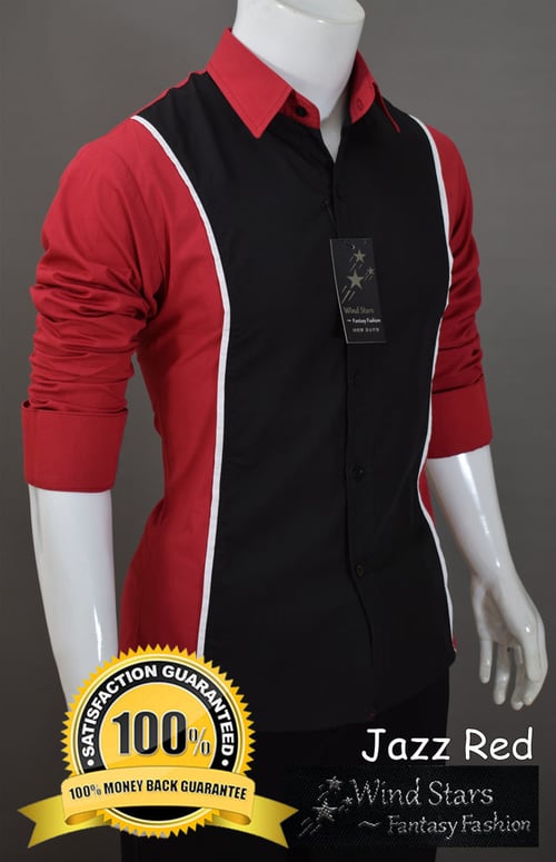 WIND STAR Kemeja Pria Jazz Merah Lengan Panjang Slimfit