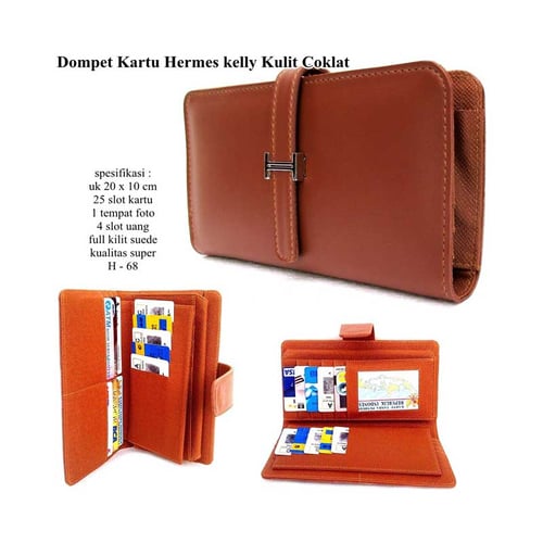 HERMES Dompet Wanita Kulit KW Kelly Coklat