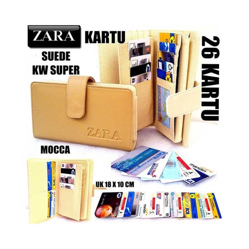ZARA Dompet Kartu Card Wanita KW Super 26 Kartu Mocca