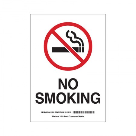 BRADY 42697 B-555 Safety Sign "No Smoking"