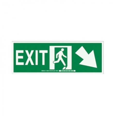 BRADY Glow Exit Sign Plastic Right Down 90920