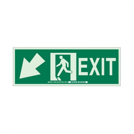 BRADY Glow Exit Sign Sticker Down Left 90593