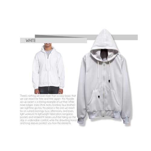 Basic Jacket Hoodie Unisex With Zipper White