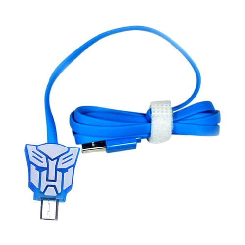 Kabel Led Kartun Micro USB Transformer Biru