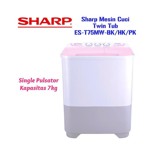 Sharp Mesin Cuci Twin Tub ES-T75MW-BK/HK/PK