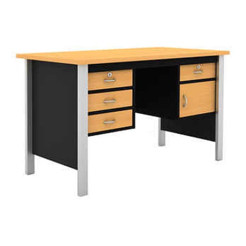 Prissilia Meja Kantor Mortred Office Desk 2D with Ironfeet Beech