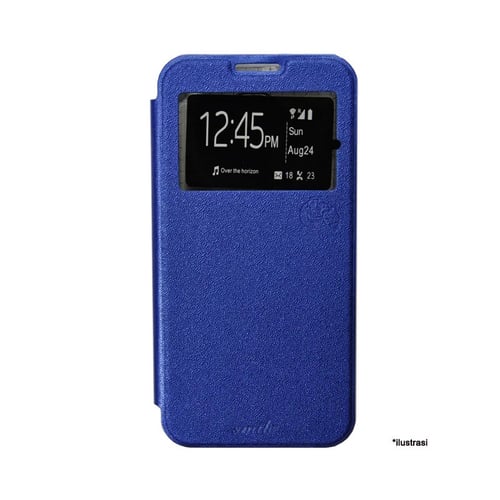 SMILE Flip Cover Case Lenovo A6000 or Plus -  Biru Tua