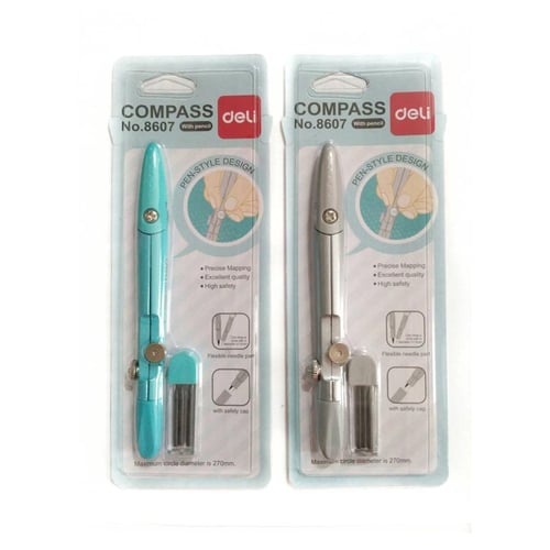 DELI Jangka Compass + Pencil Lead Pen Style With Cover