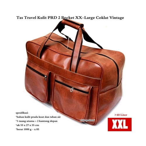 Tas Travel Kulit Suede PRD 2 Pocket  XX-Large  Coklat Vintage