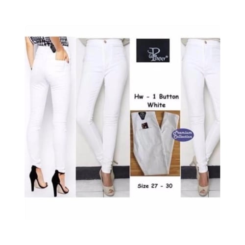Labelledesign Celana Jeans High Waist Pants Premium Putih
