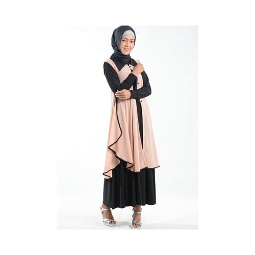 Cardigan Outer Cantik Bahan Ceruti Muslim Gamis Peach