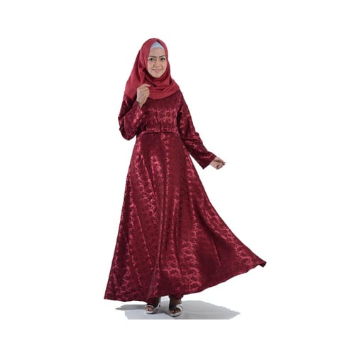 Gamis Cantik Bahan Jaguar Glitter Import Merah