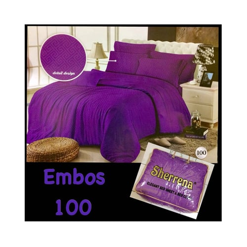SHERRENA Bedcover Sprei Set Full Katun King Size Embos 100