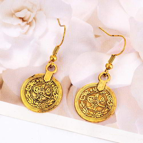 Coin Simple Earrings RBEBC8 Gold 6pcs