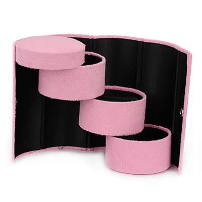 Cylinder Shape Charm Design Jewelry Box RFAABC Pink 6pcs