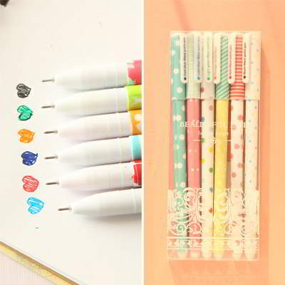 Dot Pattern Decorated Multi Color Ink RA76AC 6pcs