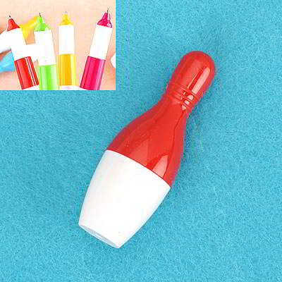 Korean Flexible Bowling Design Pen Red SBA8FE 6pcs