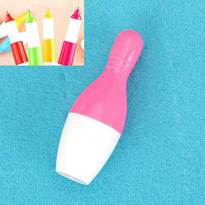 Korean Flexible Bowling Design Pen Pink SBA8F5 6pcs