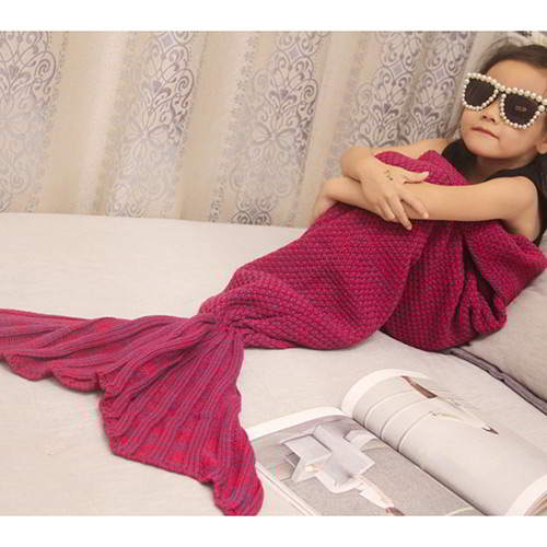 JRK Kids Mermaid Pure Color Blanket RBC7F6Claret Red 6pcs