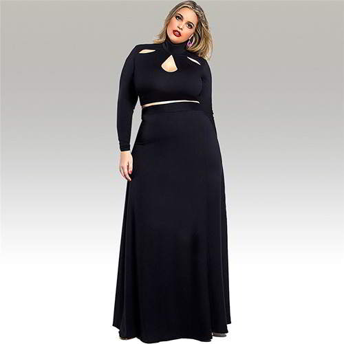 Neckline Long Sleeve Suits RBBBDB Black 6pcs