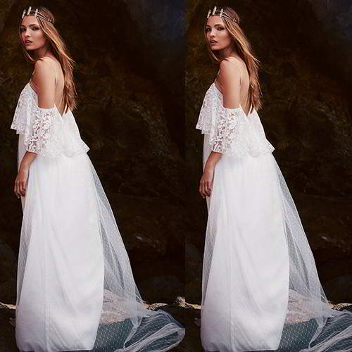 Off The Shoulder Lace Wedding Dresses RC8A75 White 6pcs