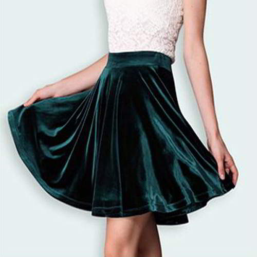 Simple Pleated Skirt RBEDD8 Dark Green 6pcs