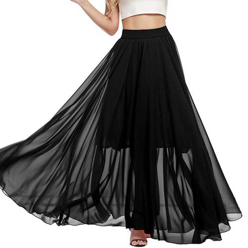 Pure Color Beach Long Skirts RB6C5F Black 6pcs