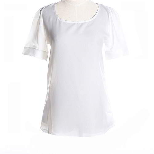 Round Puff Sleeve Larger Size Chiffon RCFED8 White 6pcs