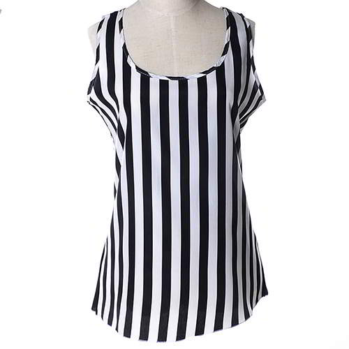 Strip Pattern Sleeveless Garment RBEE76 Black White 6pcs