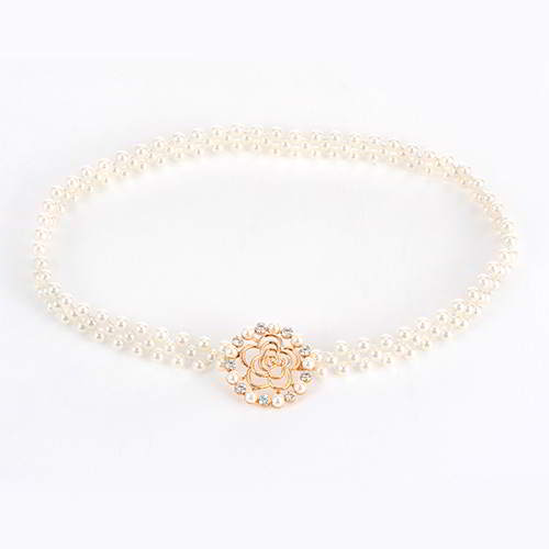 Hollow Out Rose Pearl Belt RBECFB Gold