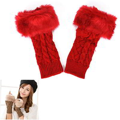 Imitation Cashmere Fingerless Design R855AC Red 6pcs