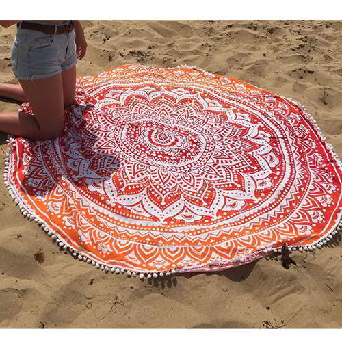 Flower Tassel Yoga Mat Shawl RC8A8B Orange 6pcs