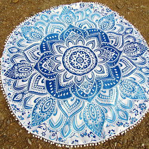 Flower Tassel Yoga Mat Shawl RC8A78 Blue 6pcs
