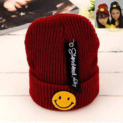 Smiling Face Pattern RBCBB5 Claret Red 6pcs