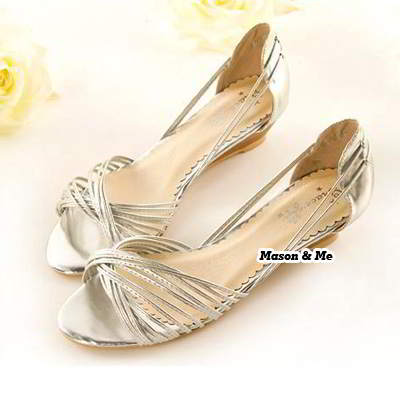 Ribbon Interlacing Wedge Sandals General SABF7B Silver