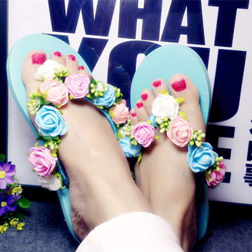 Flower Beach Shoes RAC78C Light Blue 6pcs