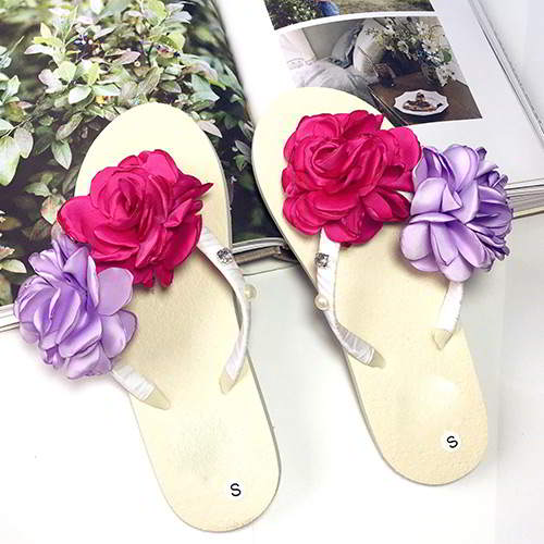 Flower Pearl Weave Beach Shoes RAEA5E White 6pcs