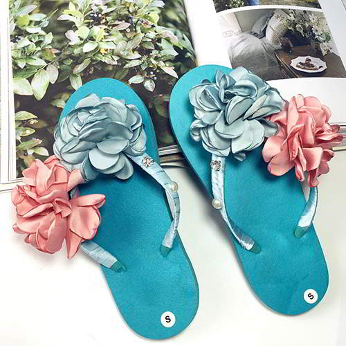 Flower Pearl Weave Beach Shoes RAEAAF Blue 6pcs