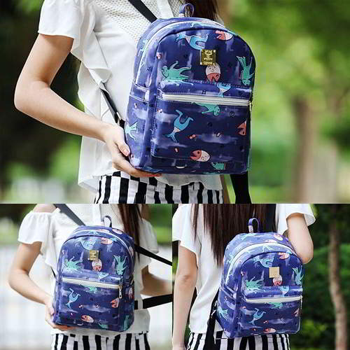 Cartoon Pattern Simple Backpack RBD67D Dark Blue 6pcs